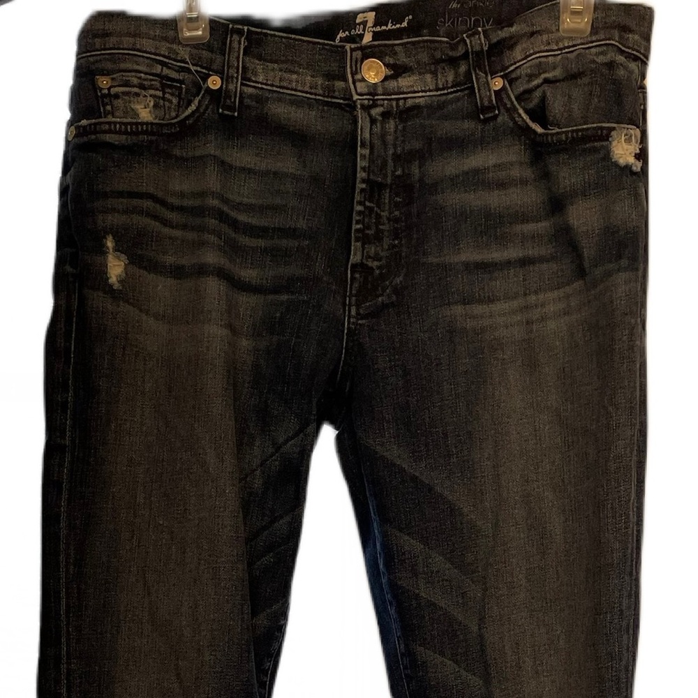 7 for All Mankind Ripped Ankle Skinny Jeans Size 32